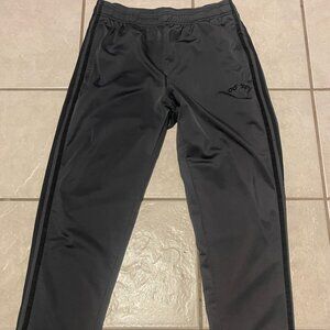 Y2K Adidas Track Pants Mens Large Grey Loose Fit Polyester Black Three‎ Stripes